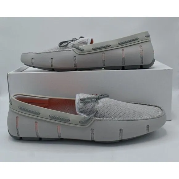 SWIMS Mens Size 15 Braided Lace Light Gray Slip On Loafers Shoes