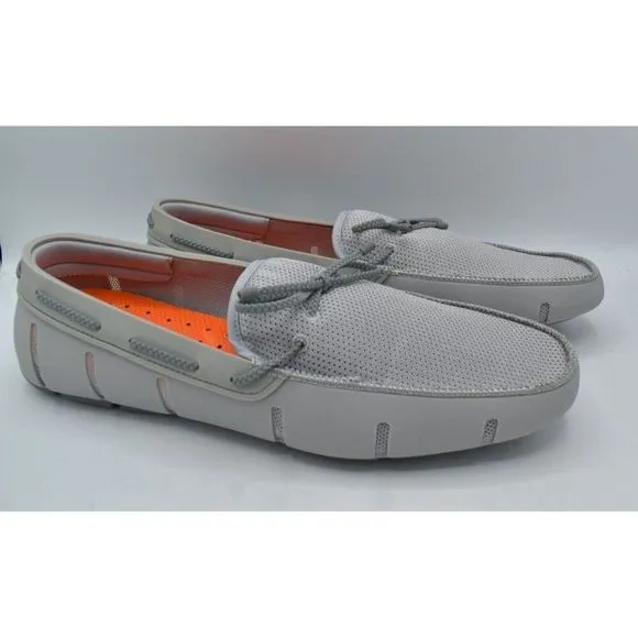 SWIMS Mens Size 15 Braided Lace Light Gray Slip On Loafers Shoes