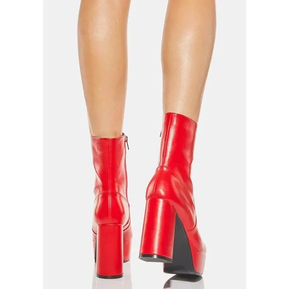 Sz 5 lamoda Platform boots Heels Red Retro GoGo Dolls Kill Shoes Chunky Platform
