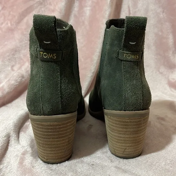 Sz 6.5 Toms Everly Suede Ankle Boots in Tarmac Olive