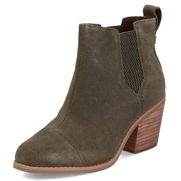 Sz 6.5 Toms Everly Suede Ankle Boots in Tarmac Olive