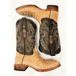 TANNER MARK Vaughn Caiman Hornback Boots 12 Exotic Gator Kabul Western Oryx