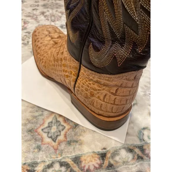 TANNER MARK Vaughn Caiman Hornback Boots 12 Exotic Gator Kabul Western Oryx