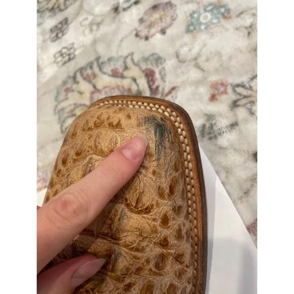 TANNER MARK Vaughn Caiman Hornback Boots 12 Exotic Gator Kabul Western Oryx