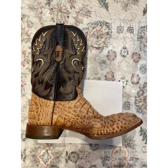TANNER MARK Vaughn Caiman Hornback Boots 12 Exotic Gator Kabul Western Oryx