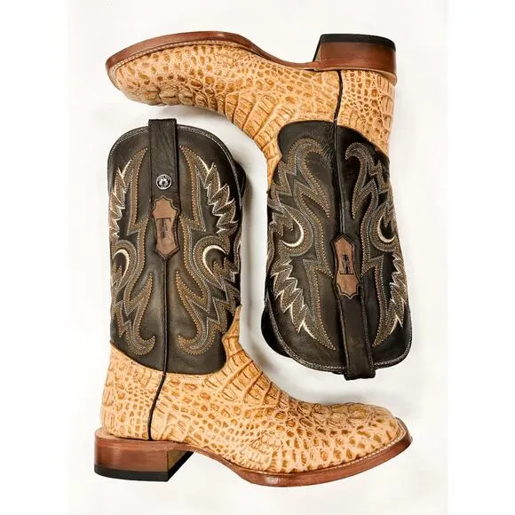 TANNER MARK Vaughn Caiman Hornback Boots 12 Exotic Gator Kabul Western Oryx
