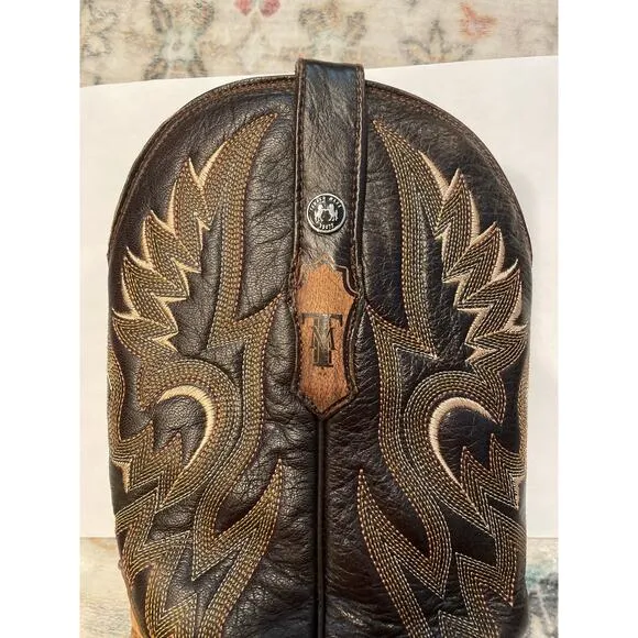 TANNER MARK Vaughn Caiman Hornback Boots 12 Exotic Gator Kabul Western Oryx