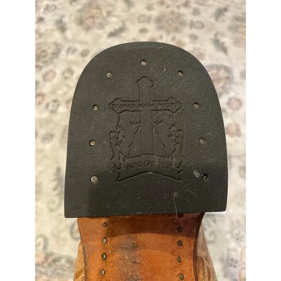 TANNER MARK Vaughn Caiman Hornback Boots 12 Exotic Gator Kabul Western Oryx