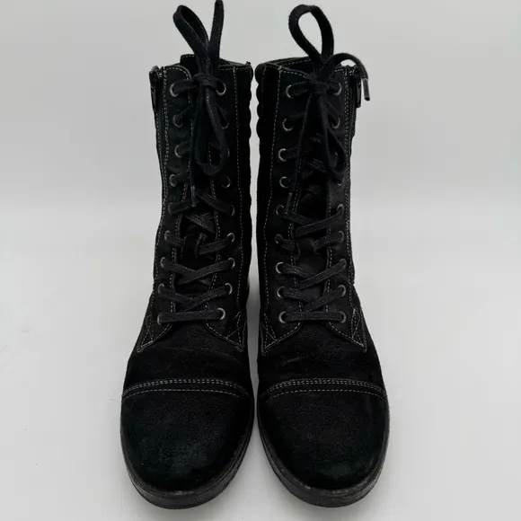 taos Renegade Black Rugged Leather Combat Boots Lace Up Zip Size EU 40/US 9-9.5