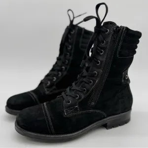 taos Renegade Black Rugged Leather Combat Boots Lace Up Zip Size EU 40/US 9-9.5