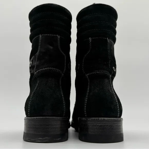 taos Renegade Black Rugged Leather Combat Boots Lace Up Zip Size EU 40/US 9-9.5