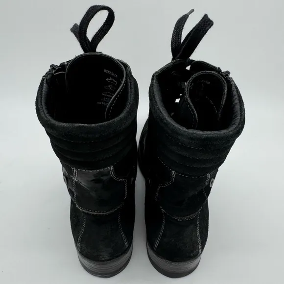 taos Renegade Black Rugged Leather Combat Boots Lace Up Zip Size EU 40/US 9-9.5