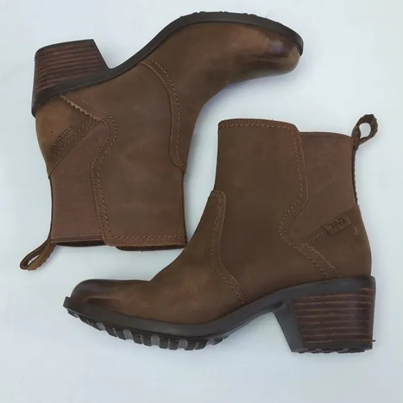 Teva Women's Anaya Chelsea Heeled Boots Brown Size 6