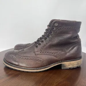 The Cool People Combat Boot Men's 45 Brown Leather Wingtip Brogue Ankle Shoe Lug