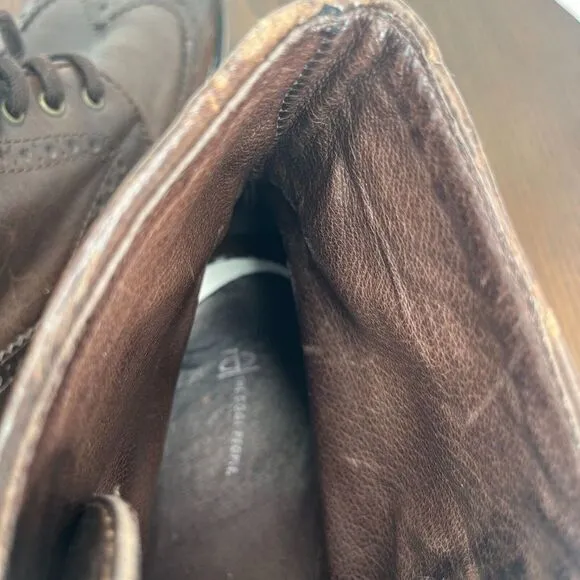 The Cool People Combat Boot Men's 45 Brown Leather Wingtip Brogue Ankle Shoe Lug