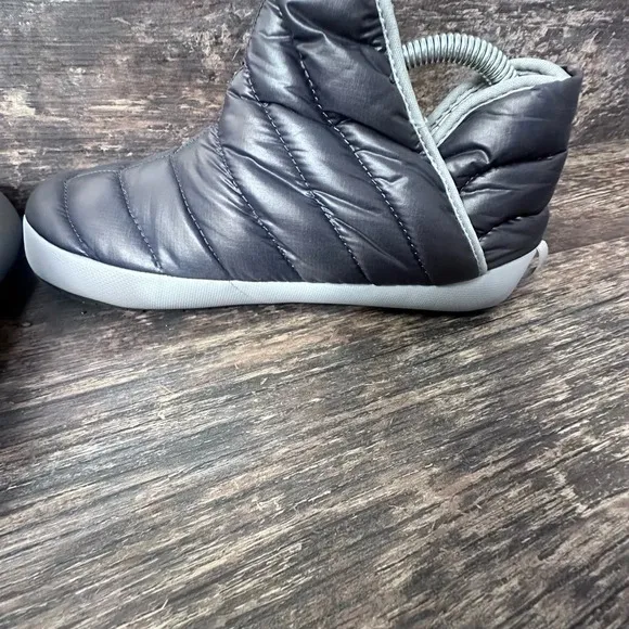 The North Face Gray Thermoball Boots with Quilted Design and Slip-On Style