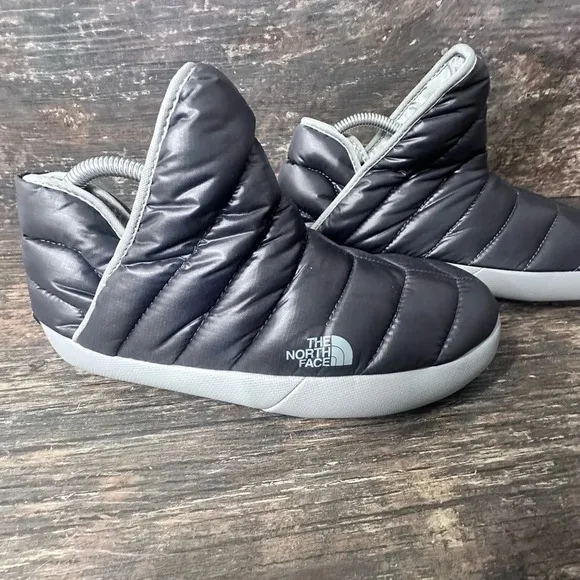 The North Face Gray Thermoball Boots with Quilted Design and Slip-On Style