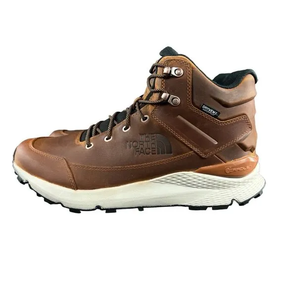 The NorthFace Men's Vals Mid Leather WP Caramel Brown Boots Sizes 8.5 - 14