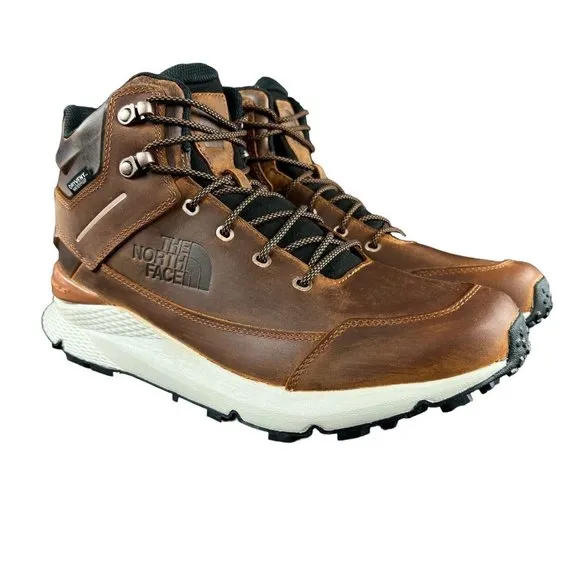 The NorthFace Men's Vals Mid Leather WP Caramel Brown Boots Sizes 8.5 - 14