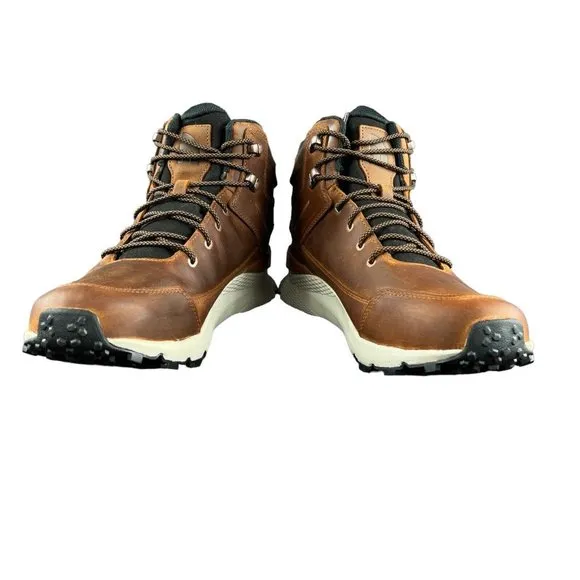 The NorthFace Men's Vals Mid Leather WP Caramel Brown Boots Sizes 8.5 - 14