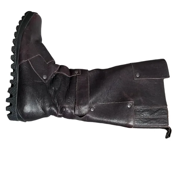 Think! leather boots made in Austria. Lined with lambs wool. MOTO style