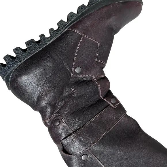 Think! leather boots made in Austria. Lined with lambs wool. MOTO style