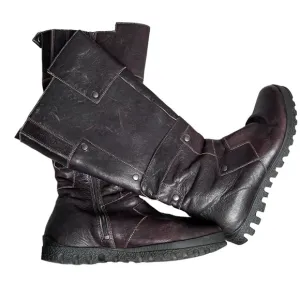 Think! leather boots made in Austria. Lined with lambs wool. MOTO style