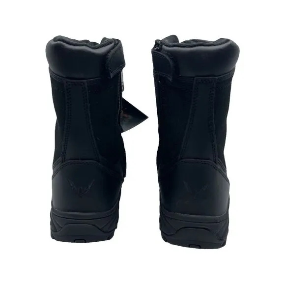 Thorogood Mens 8&quot; Stealth Combat Boots Black Leather Side Zip Lace Up 12 M New