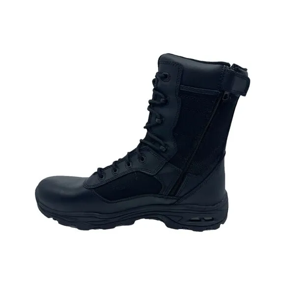 Thorogood Mens 8&quot; Stealth Combat Boots Black Leather Side Zip Lace Up 12 M New