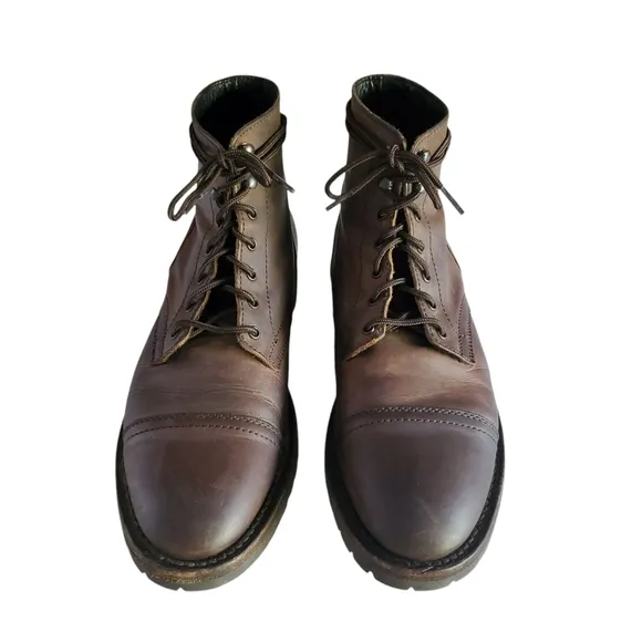 THURSDAY BOOT CO. Captain StormKing Tobacco Leather Lace-Up Ankle Boots Mens 10½