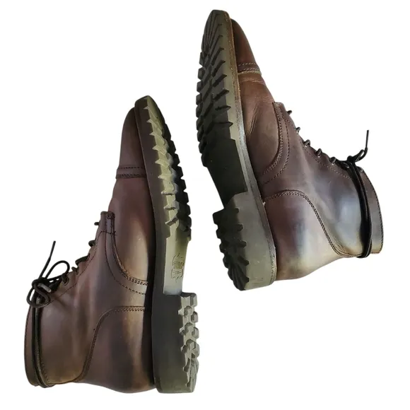 THURSDAY BOOT CO. Captain StormKing Tobacco Leather Lace-Up Ankle Boots Mens 10½