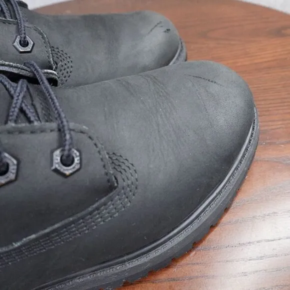 Timberland 6&quot; Combat Boot Women's Size 8.5 Black Nubuck Waterproof Ankle Lace Up