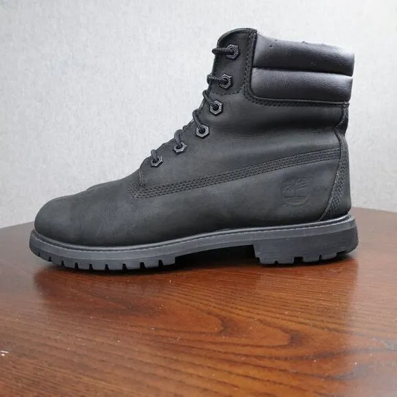 Timberland 6&quot; Combat Boot Women's Size 8.5 Black Nubuck Waterproof Ankle Lace Up