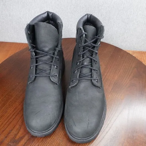 Timberland 6&quot; Combat Boot Women's Size 8.5 Black Nubuck Waterproof Ankle Lace Up