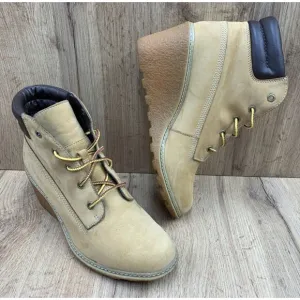 Timberland Amston Wedge Heel Boots Women's Size 8.5 Wheat Nubuck 8251A