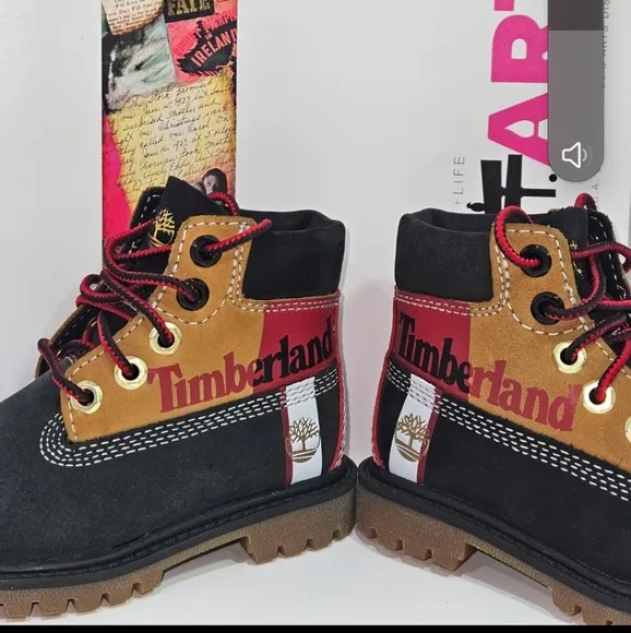 Timberland Black and Brown Boots with Rugged Design