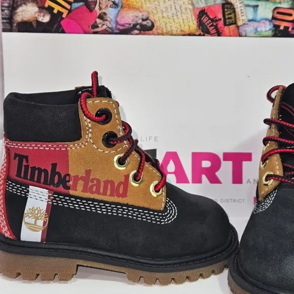 Timberland Black and Brown Boots with Rugged Design