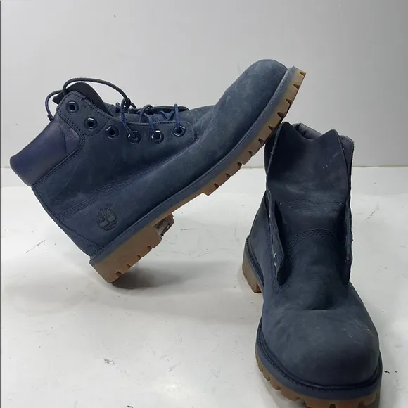 Timberland Blue and Brown High-Top Boots