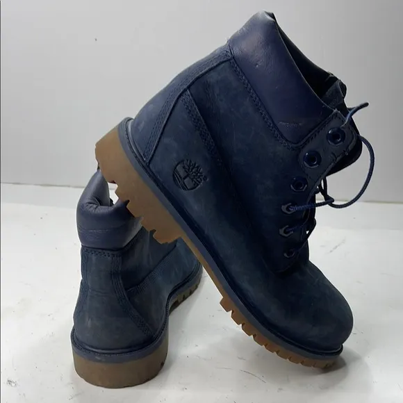 Timberland Blue and Brown High-Top Boots
