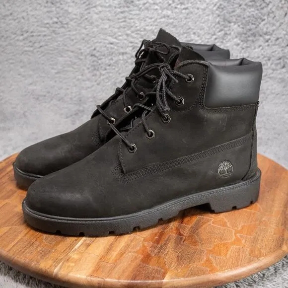 Timberland Boots Youth 6 M 6-Inch Classic Waterproof Combat Black Leather 10910