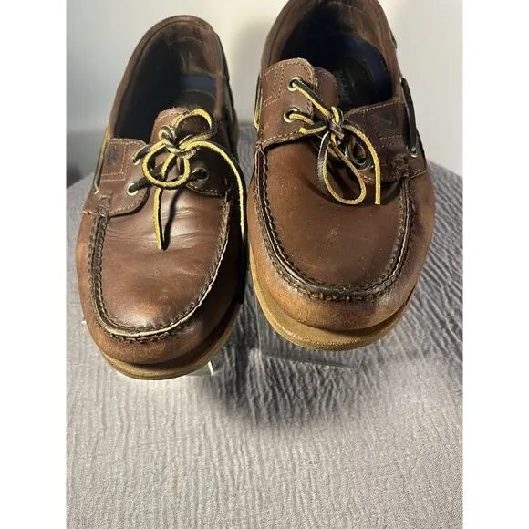 Timberland Brown Leather Loafers Size 10.5M Made in Dominican Republic