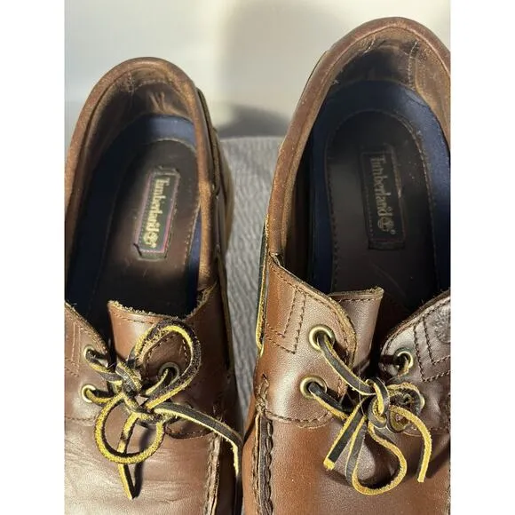 Timberland Brown Leather Loafers Size 10.5M Made in Dominican Republic