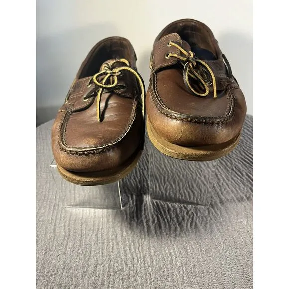 Timberland Brown Leather Loafers Size 10.5M Made in Dominican Republic