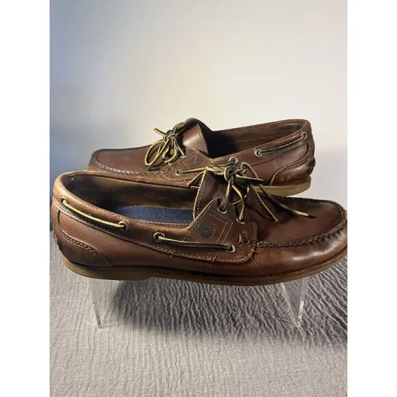 Timberland Brown Leather Loafers Size 10.5M Made in Dominican Republic