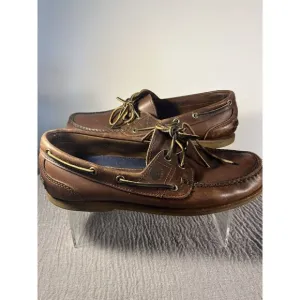Timberland Brown Leather Loafers Size 10.5M Made in Dominican Republic