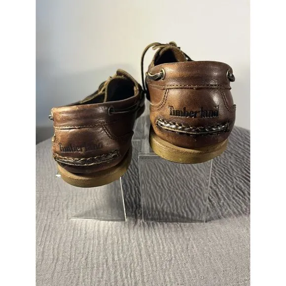 Timberland Brown Leather Loafers Size 10.5M Made in Dominican Republic