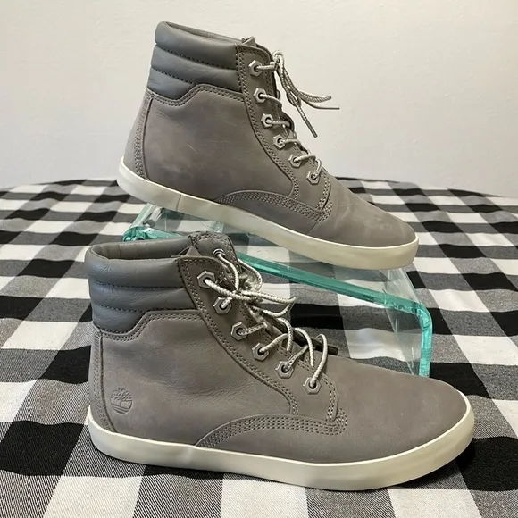 Timberland Dausette Gray Leather Nubuck High Boot Ortholite A1H26 Sneaker Shoe 7