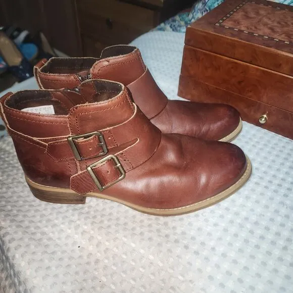 TIMBERLAND EUC WOMENS SZ 8W SAVIN HILL DOUBLE BUCKLE BOOTIES BOOTS SHOES