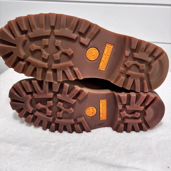 Timberland Men's Shoes Brown Leather Low Chunky Heel Boots Y2K Size 10.5 M