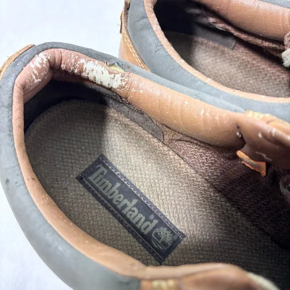 Timberland Men's Shoes Brown Leather Low Chunky Heel Boots Y2K Size 10.5 M